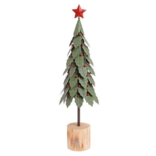 Stromček zel/čer plech 44*12*7,5cm - Vianočné dekorácie