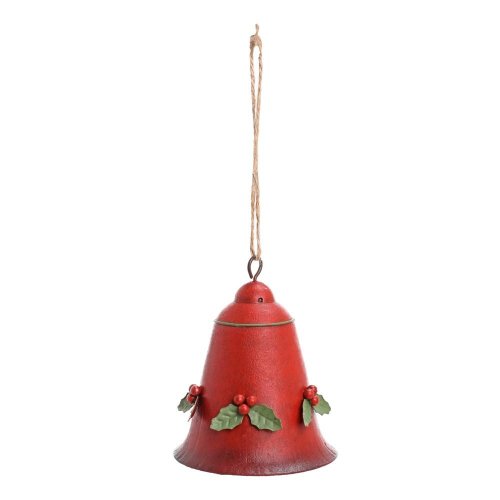 Záves zvonček čer/zel plech 10,5*8*8cm - Vianočné dekorácie a ozdoby