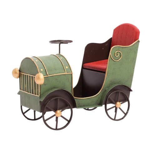 Auto sánky čer/zel plech 20*15,5*10cm - Vianočné dekorácie a ozdoby