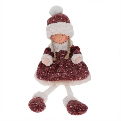Dievča sediace bie/bor textil 18*16*45cm - Vianočné dekorácie