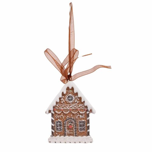 Záves domček preníkový poly 6,5*1,5*8,5cm - Vianočné dekorácie a ozdoby