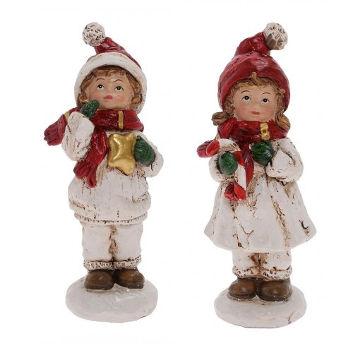Chlapec a dievča bie/čer/zel mix/2 poly 5,5*4,5*12,5cm