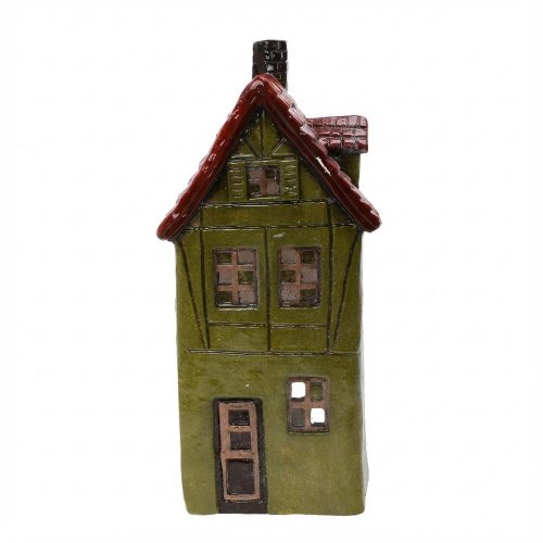 Domček zel/čer na sviečku mgo 21*16,5*45,1cm - Vianočné dekorácie