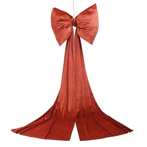 Záves mašla tehlová zamat textil 40*130cm - Vianočné dekorácie a ozdoby