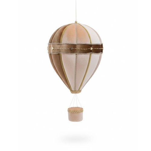 Záves balón kré/hne zamat textil 23*23*44cm - Vianočné dekorácie a ozdoby