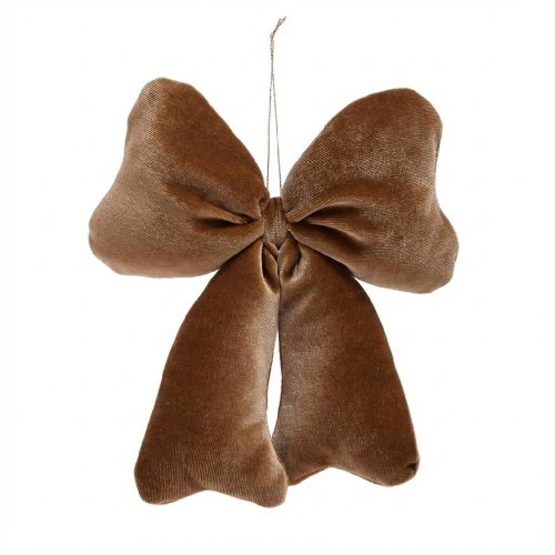 Záves puf mašla hnedá zamat textil 15*15cm