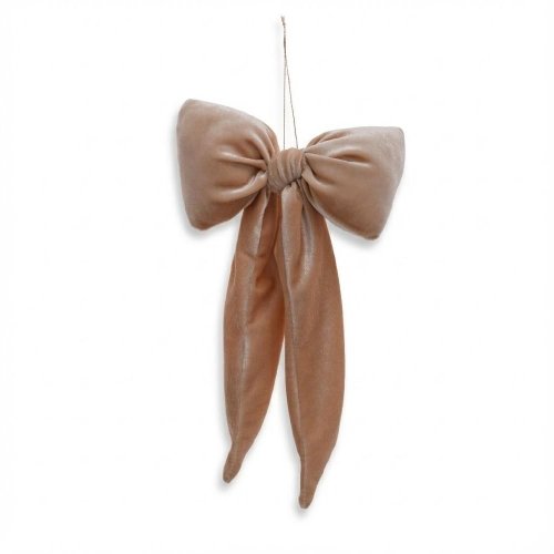 Záves puf mašla krémová zamat textil 17*30cm - Vianočné dekorácie a ozdoby