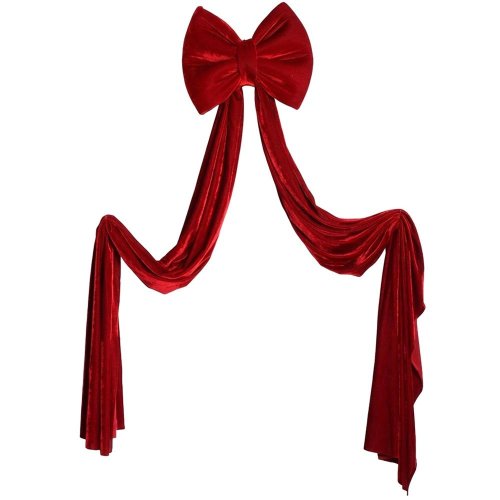 Záves mašľa červená textil 200*40cm - Vianočné dekorácie a ozdoby
