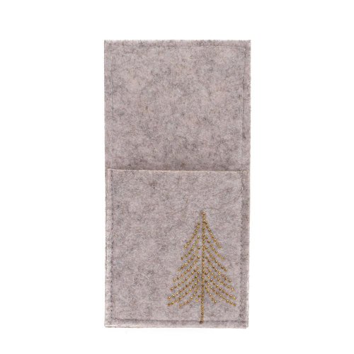 Obal na príbor so stromčekom sivý flis 20*10*0,6cm