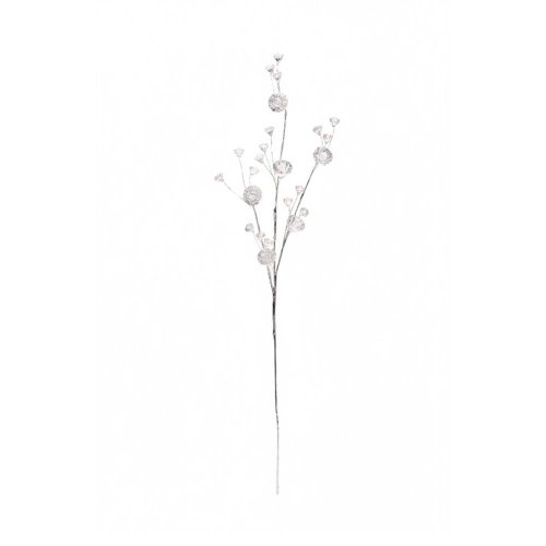 Konár kryštáliky strieborný 55cm - Umelé kvety