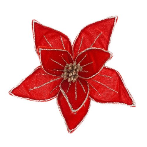 Ks vianočná ruža na klipe čer/šam zamat 20*20*6cm