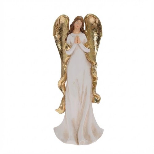 Anjel modliaci kré/zla poly 13*9,5*31,5cm - Vianočné dekorácie