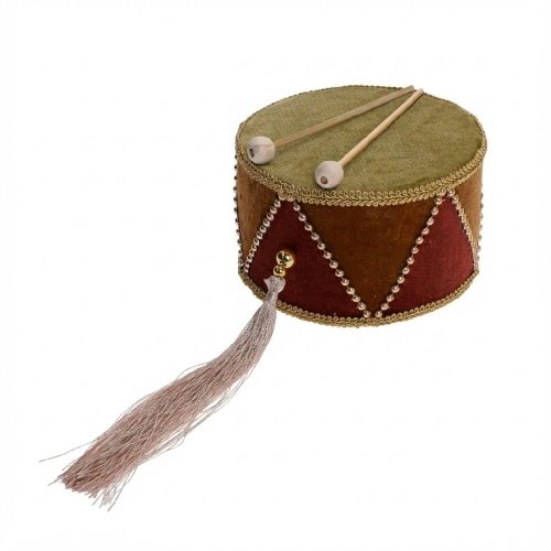Záves bubon zel/teh/zla zamat textil 15*11*36cm - Vianočné dekorácie