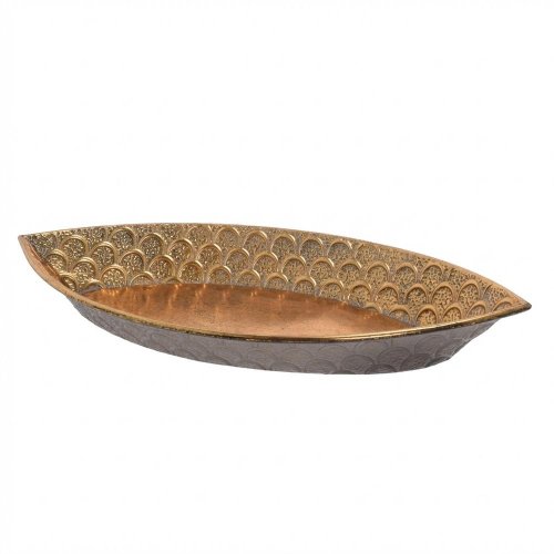 Loďka zlatá l plech 62*29,5*7,5cm - Vianočné dekorácie