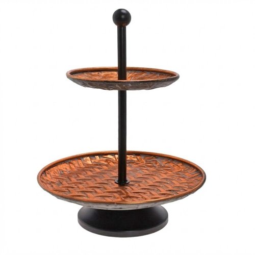Etažér 2 podlažia medený plech 38*48cm - Vianočné dekorácie