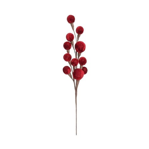 Konár bordové guličky zamat 48cm - Umelé kvety