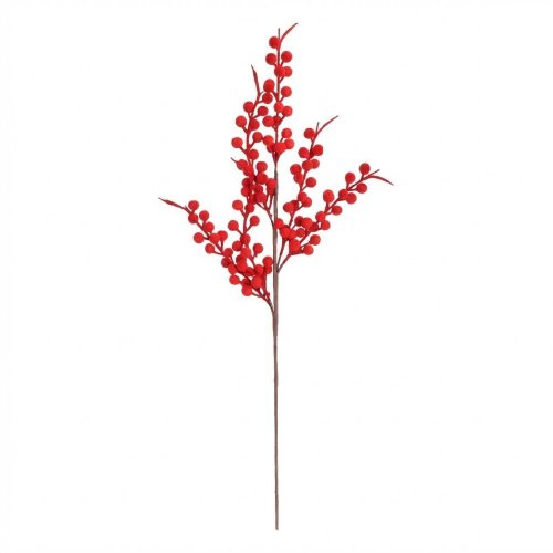 Konár červené bobule zamat 62cm - Umelé kvety