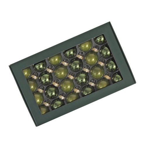 Guličky zelený opal lesk sklo s/24 25mm - Vianočné dekorácie a ozdoby
