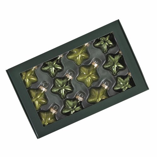 Hviezdičky zelený opal lesk sklo s/12 40mm - Vianočné dekorácie a ozdoby