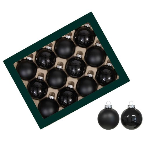Guličky čierne mat/lesk sklo s/12 57mm - Vianočné dekorácie a ozdoby
