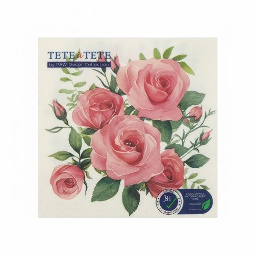 Tl127800 servítky 33x33 cm/20ks/3vrst. bouquet of roses