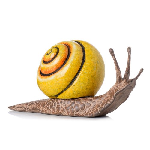 Slimák žlt/hne polyrez 12,5x5,2x6,2cm