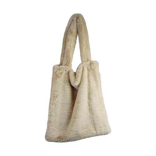 Taška z umelej kožušiny béžová, polyester 44x38x4cm