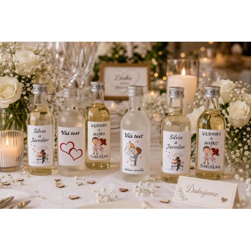 Svadobné mini fľaštičky pre hostí