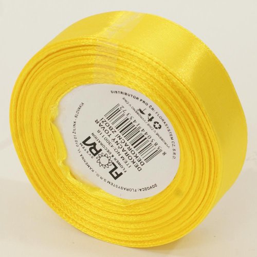 Saten stuha 20mm/15m žltá farba 132