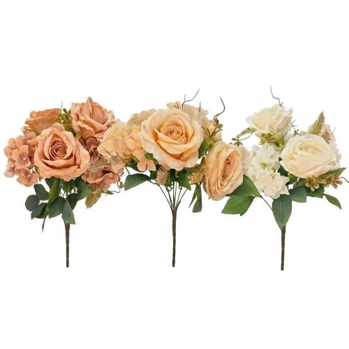 Kytica ruža, hydrangea,zeleň mix/3f 45cm - Vianočné stromčeky