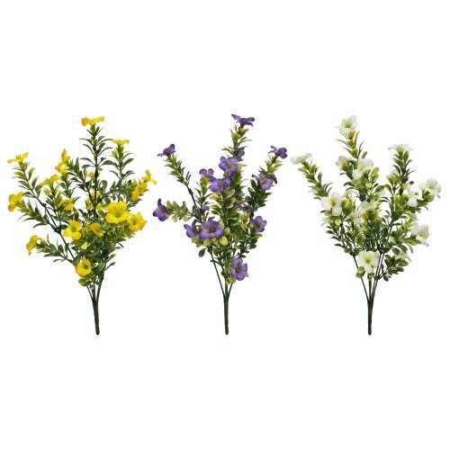 Zápich zeleň, drobné kvietky mix/3f 33cm - Umelé kvety