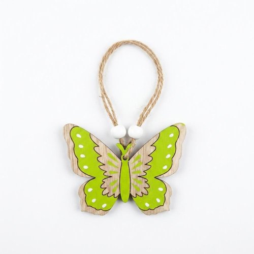 Záves motýľ zel/nat drevo s/2 8,5*6,2cm - Veľkonočné vajíčka