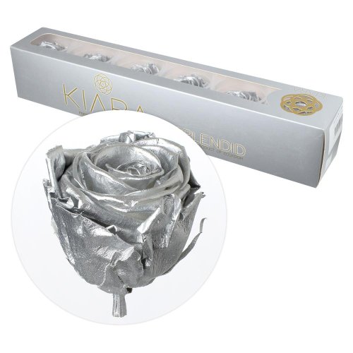 Ruža preparovaná 6,5cm silver /ks - bal. 6 ks - Umelé kvety