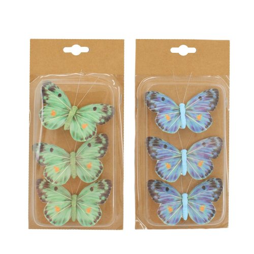 Motýľ na klipe textil mix 2f s/3 10x6x2cm