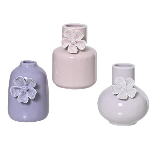 Váza porcel. na kvety s motýľom, 3ass d.8cm h.12cm - Umelé kvety