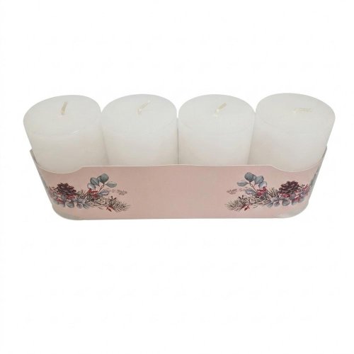 Valec 4-pack rustic biely - Vianočné dekorácie