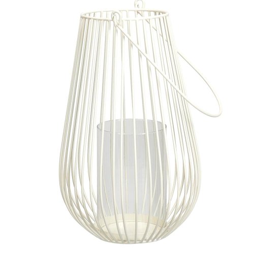Lampáš kov biely/ sklenený vklad  21x21/v34,5cm