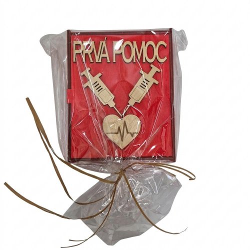 649 lekárnička poháre drevo+sklo 18x15x5cm - Umelé kvety