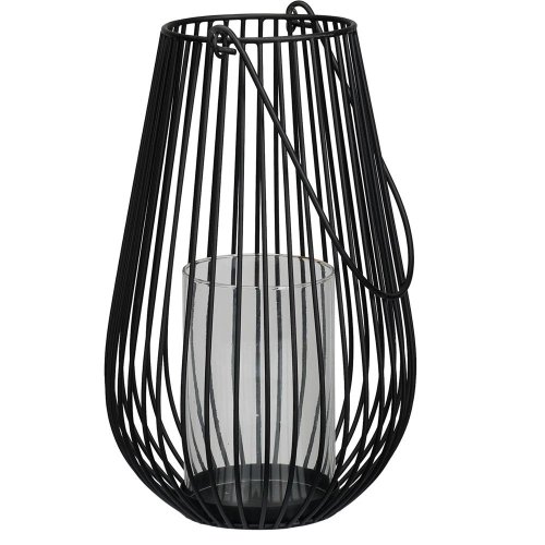 Lampáš kov čierny/ sklenený vklad 21x21/v34,5cm