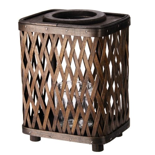 Lampáš bambus sklo vklad 18x14/v24cm