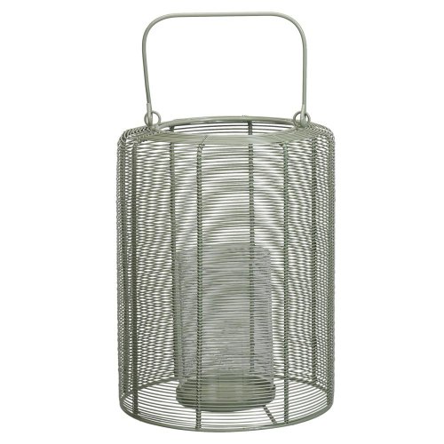 Lampáš kov olivovozelený/ sklenený vklad  23x23/v33cm