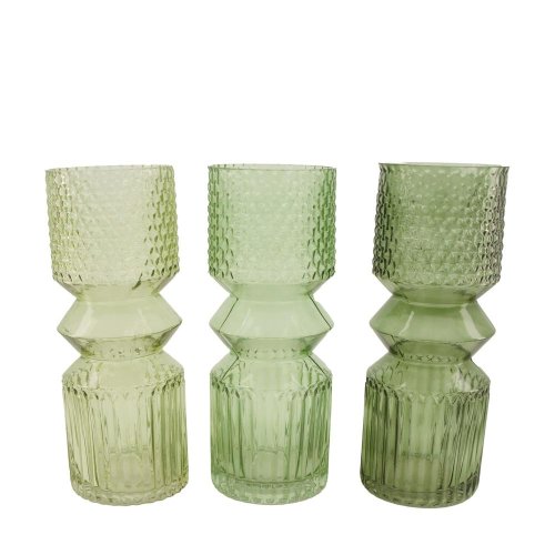 Váza sklo zelená mix 3fa 12x30cm - Vianočné dekorácie a ozdoby