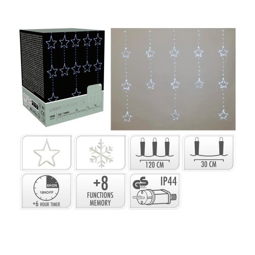 Led hviezd/vločky záves/časovač/8funk - Vianočné osvetlenie