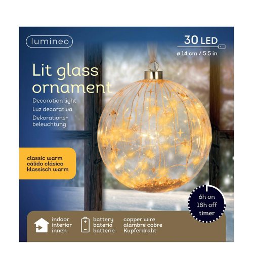Led guľa bater. pr.14cm - Vianočné osvetlenie