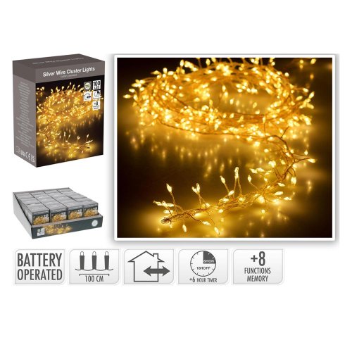 Led100 silver drôt ww/bat/iner,out/8funk/časovač/