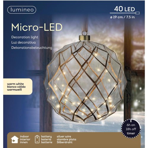 Led guľa záves bater. pr.19cm