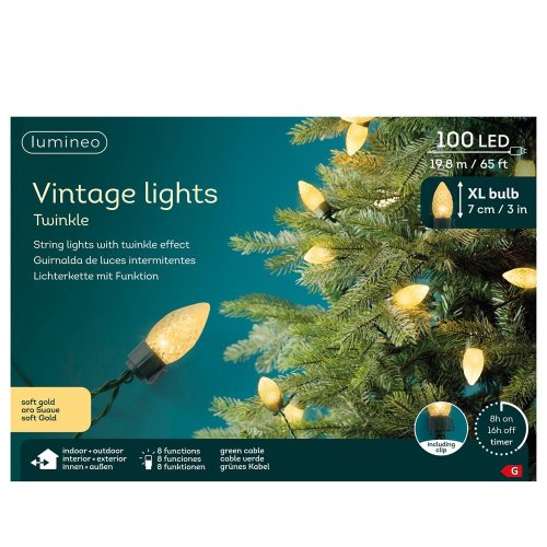 Led svetlá vo vintage štýle out (veľkosť xl) s 8 funkciami a efektom blikania