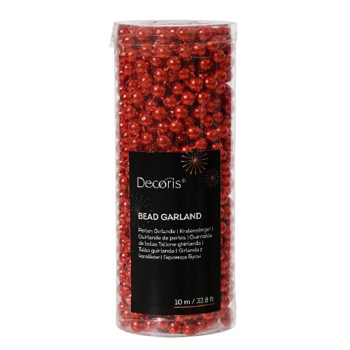 Girlanda red korálky pr.0.8cm x1m/ polysterén - Vianočné dekorácie