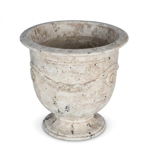 Kv-63 obal amfora na stopke  umelý kameň antique biela 38x38x46cm