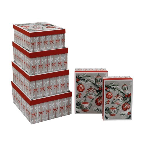 Box darč s/6 ozdoby/mašle - Vianočné dekorácie